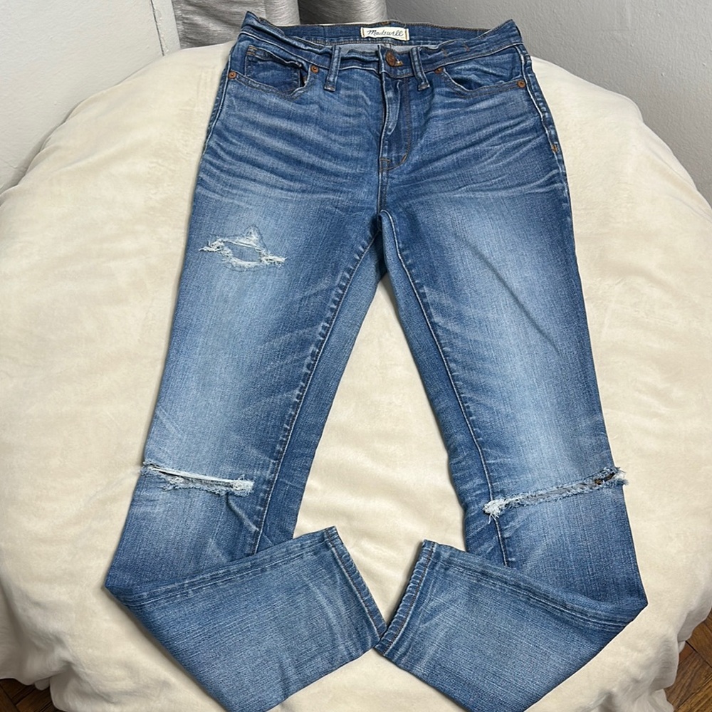 Madewell Blue Skinny Distressed Jeans